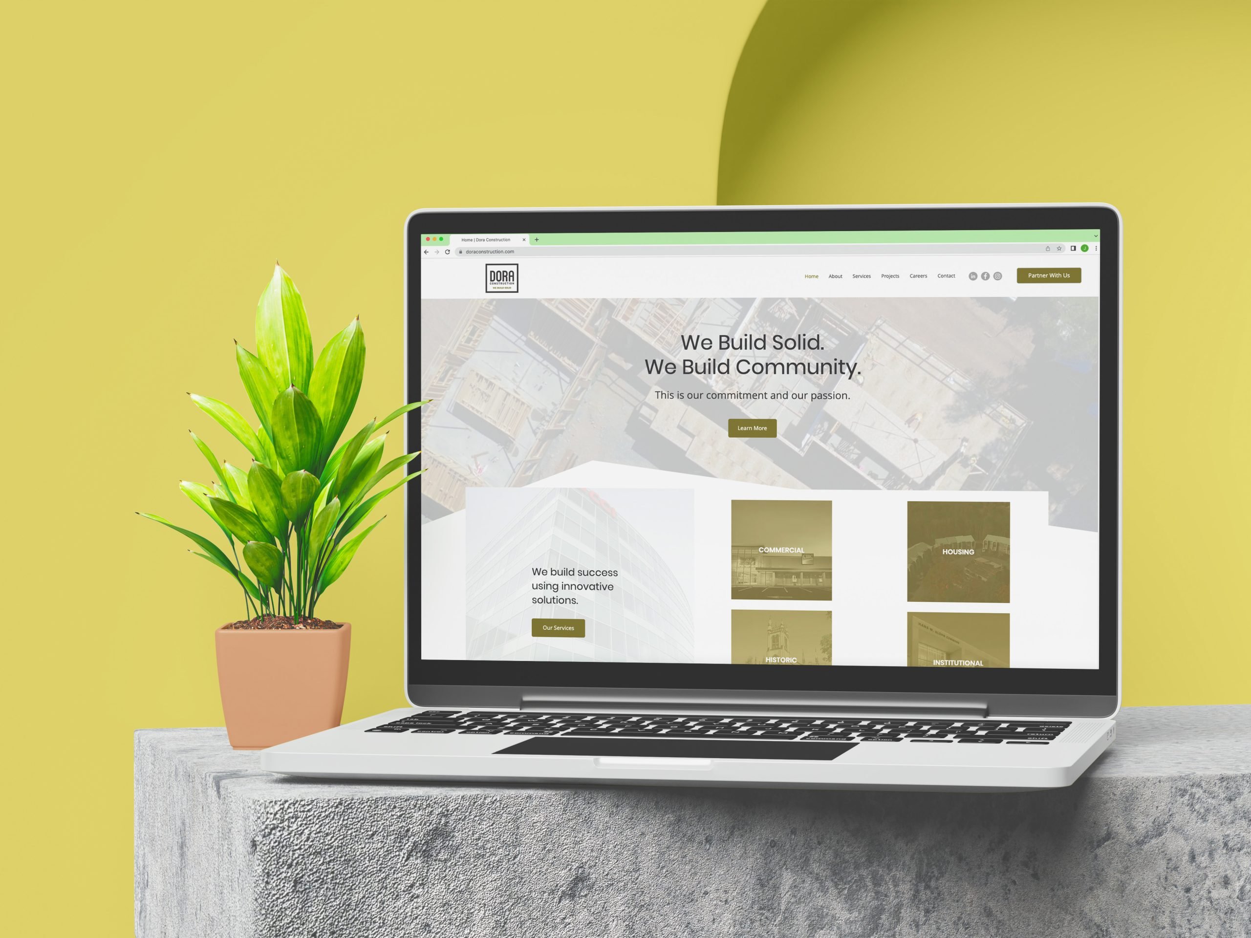 DORA Construction website mockup