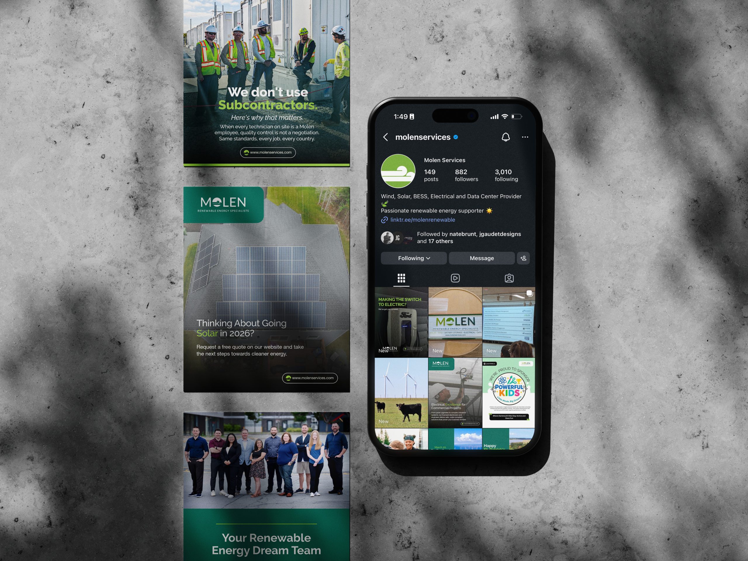 Molen Services social media mockups