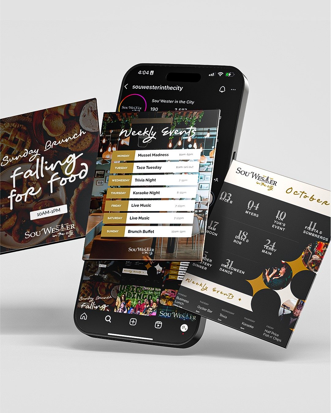 Social media content mockup for Sou'wester in the City